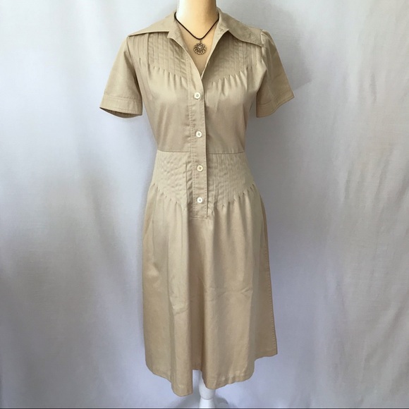 Vintage Dresses & Skirts - Vintage Judy Starr Beige Dress Women 7/8 S